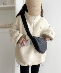 《Javaジャバコラボ》あったか素材でほっこり。JAVA刺繍ボアフリースハーフジッププルオーバー