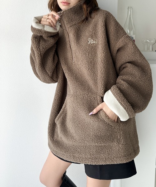 Java(ジャバ)の「《Javaジャバコラボ》あったか素材でほっこり。JAVA刺繍ボアフリースハーフジッププルオーバー(ブルゾン・レディース・ブラック/モカ/グリーン/アイボリー・SMALL/MEDIUM/LARGE/X-LARGE)」の18枚目の写真