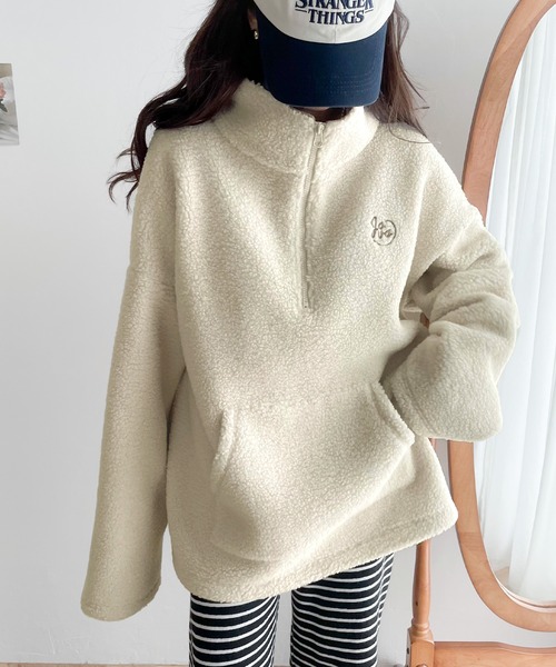 Java(ジャバ)の「《Javaジャバコラボ》あったか素材でほっこり。JAVA刺繍ボアフリースハーフジッププルオーバー(ブルゾン・レディース・ブラック/モカ/グリーン/アイボリー・SMALL/MEDIUM/LARGE/X-LARGE)」の9枚目の写真