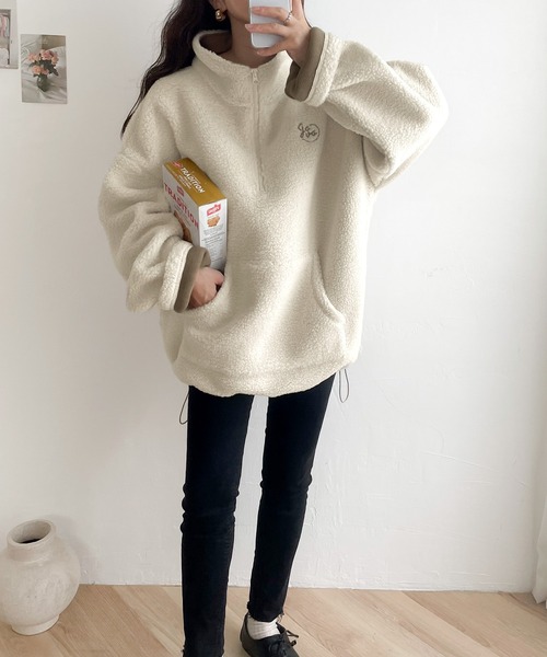 Java(ジャバ)の「《Javaジャバコラボ》あったか素材でほっこり。JAVA刺繍ボアフリースハーフジッププルオーバー(ブルゾン・レディース・ブラック/モカ/グリーン/アイボリー・SMALL/MEDIUM/LARGE/X-LARGE)」の11枚目の写真