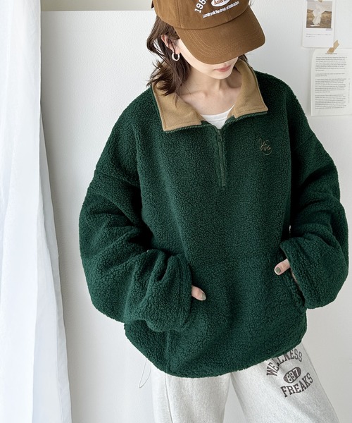 Java(ジャバ)の「《Javaジャバコラボ》あったか素材でほっこり。JAVA刺繍ボアフリースハーフジッププルオーバー(ブルゾン・レディース・ブラック/モカ/グリーン/アイボリー・SMALL/MEDIUM/LARGE/X-LARGE)」の20枚目の写真