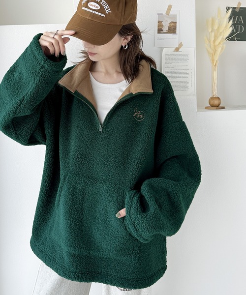 Java(ジャバ)の「《Javaジャバコラボ》あったか素材でほっこり。JAVA刺繍ボアフリースハーフジッププルオーバー(ブルゾン・レディース・ブラック/モカ/グリーン/アイボリー・SMALL/MEDIUM/LARGE/X-LARGE)」の22枚目の写真