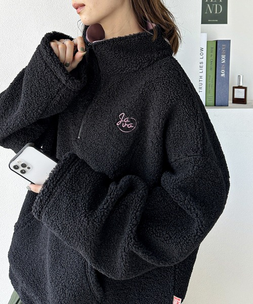 Java(ジャバ)の「《Javaジャバコラボ》あったか素材でほっこり。JAVA刺繍ボアフリースハーフジッププルオーバー(ブルゾン・レディース・ブラック/モカ/グリーン/アイボリー・SMALL/MEDIUM/LARGE/X-LARGE)」の5枚目の写真