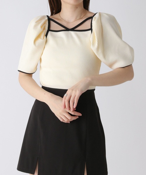 Heather（ヘザー）の「アソートパフスリーブTEE　906216（Tシャツ/カットソー・レディース・ホワイト×ブラック/ブラック×ホワイト/オフホワイト・FREE）」の19枚目の写真