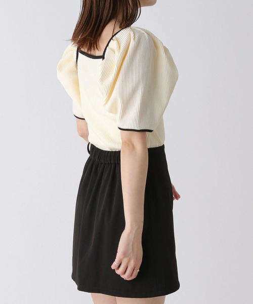 Heather（ヘザー）の「アソートパフスリーブTEE　906216（Tシャツ/カットソー・レディース・ホワイト×ブラック/ブラック×ホワイト/オフホワイト・FREE）」の7枚目の写真