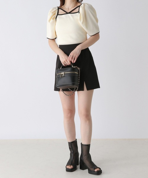 Heather（ヘザー）の「アソートパフスリーブTEE　906216（Tシャツ/カットソー・レディース・ホワイト×ブラック/ブラック×ホワイト/オフホワイト・FREE）」の4枚目の写真