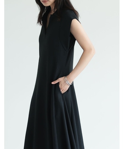 Re:EDIT（リエディ）の「[低身長/高身長サイズ有]キーネックフレンチスリーブポロワンピース（ワンピース・レディース・チャコールグレー/ブラック/ネイビー・TALL/MEDIUM/SHORT/LARGE）」の18枚目の写真