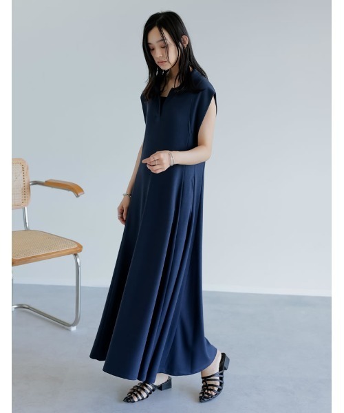 セール】[低身長/高身長サイズ有]キーネックフレンチスリーブ