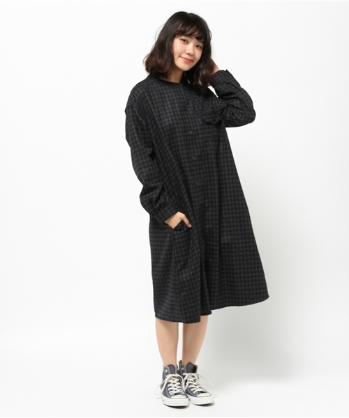 BEAMS BOY（ビームスボーイ）の「orSlow / CPO CHECK ワンピース（ワンピース・レディース・チャコールグレー・ONE SIZE）」の12枚目の写真