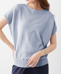 【UVカット・遮熱】洗える半袖ボートネックドルマンニット