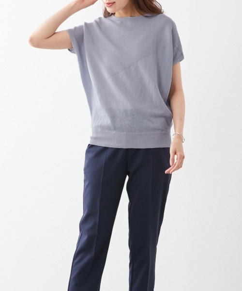 nissen（ニッセン）の「【UVカット・遮熱】洗える半袖ボートネックドルマンニット（ニット/セーター・レディース・ブラック/ライトグレー/ターコイズブルー/グリーン系/ロイヤルブルー/オフホワイト・L/LL/S/M）」の19枚目の写真