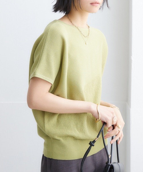 nissen（ニッセン）の「【UVカット・遮熱】洗える半袖ボートネックドルマンニット（ニット/セーター・レディース・ブラック/ライトグレー/ターコイズブルー/グリーン系/ロイヤルブルー/オフホワイト・L/LL/S/M）」の20枚目の写真