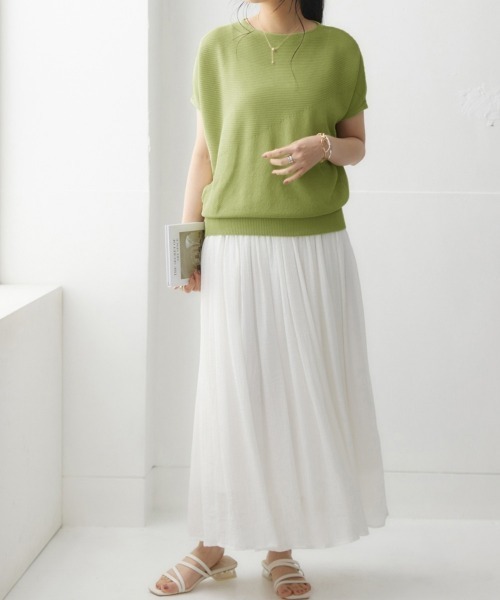 nissen（ニッセン）の「【UVカット・遮熱】洗える半袖ボートネックドルマンニット（ニット/セーター・レディース・ブラック/ライトグレー/ターコイズブルー/グリーン系/ロイヤルブルー/オフホワイト・L/LL/S/M）」の22枚目の写真