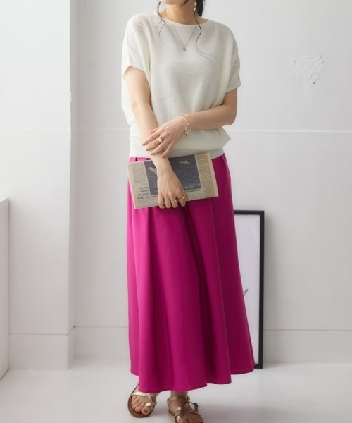 nissen（ニッセン）の「【UVカット・遮熱】洗える半袖ボートネックドルマンニット（ニット/セーター・レディース・ブラック/ライトグレー/ターコイズブルー/グリーン系/ロイヤルブルー/オフホワイト・L/LL/S/M）」の14枚目の写真