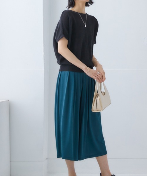 nissen（ニッセン）の「【UVカット・遮熱】洗える半袖ボートネックドルマンニット（ニット/セーター・レディース・ブラック/ライトグレー/ターコイズブルー/グリーン系/ロイヤルブルー/オフホワイト・L/LL/S/M）」の8枚目の写真