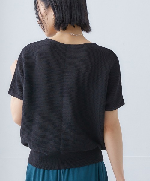 nissen（ニッセン）の「【UVカット・遮熱】洗える半袖ボートネックドルマンニット（ニット/セーター・レディース・ブラック/ライトグレー/ターコイズブルー/グリーン系/ロイヤルブルー/オフホワイト・L/LL/S/M）」の10枚目の写真