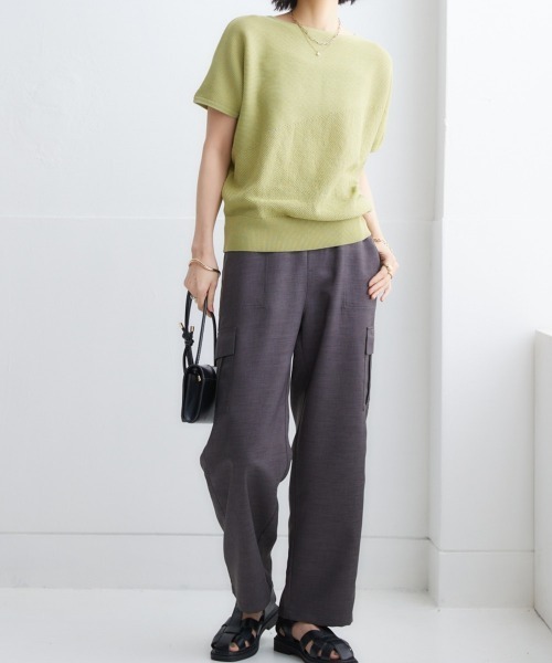 nissen（ニッセン）の「【UVカット・遮熱】洗える半袖ボートネックドルマンニット（ニット/セーター・レディース・ブラック/ライトグレー/ターコイズブルー/グリーン系/ロイヤルブルー/オフホワイト・L/LL/S/M）」の21枚目の写真