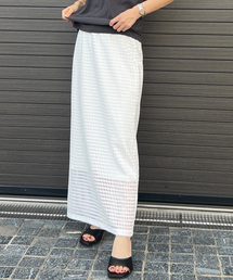 Rouge vif | メッシュスリットタイトスカート(スカート)