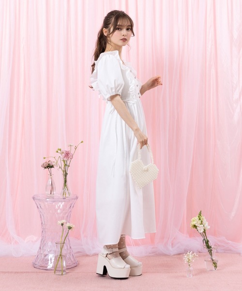 ナローリボンショルダーフリルワンピース（ワンピース