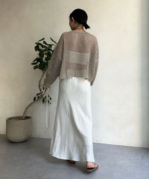 DouDou（ドゥドゥ）の「ショート丈ラメメッシュプルオーバー（ニット/セーター・レディース・シルバー/ネイビー/ゴールド・FREE）」の17枚目の写真