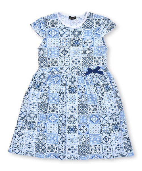 BeBe(ベベ)の「BeBe/【お揃い】タイル柄プリントワンピース(90~150cm)(ワンピース・キッズ・ブルー系その他・100/90/130/140/120/150/110)」の8枚目の写真