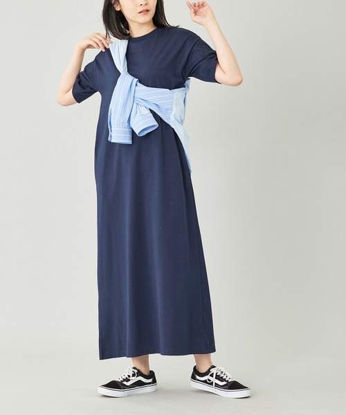 BABU-BU(バブーブ)の「ALINE CUT SAW TEE ONEPIECE(ワンピース・レディース・ネイビー/グレー・ONE SIZE)」の1枚目の写真