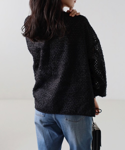 amini(アミニ)の「フリンジジャガードシアーブラウス(シャツ/ブラウス・レディース・ブラック/ホワイト・MEDIUM)」の3枚目の写真