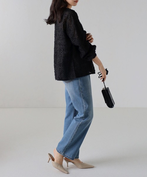 amini(アミニ)の「フリンジジャガードシアーブラウス(シャツ/ブラウス・レディース・ブラック/ホワイト・MEDIUM)」の9枚目の写真