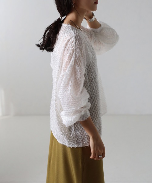 amini(アミニ)の「フリンジジャガードシアーブラウス(シャツ/ブラウス・レディース・ブラック/ホワイト・MEDIUM)」の15枚目の写真