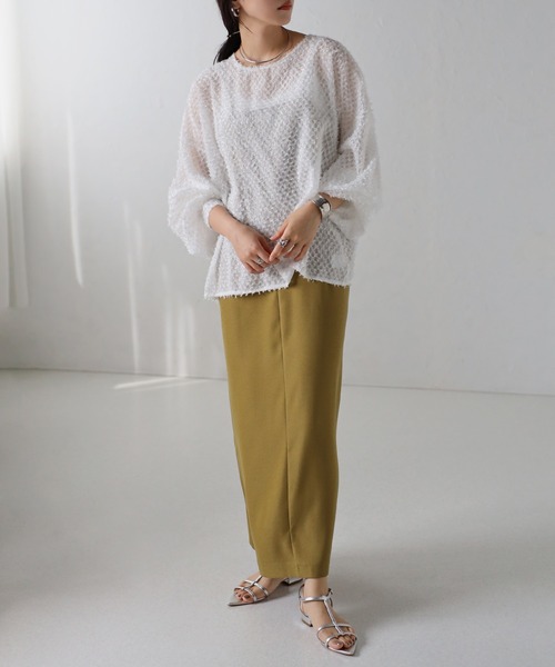 amini(アミニ)の「フリンジジャガードシアーブラウス(シャツ/ブラウス・レディース・ブラック/ホワイト・MEDIUM)」の4枚目の写真