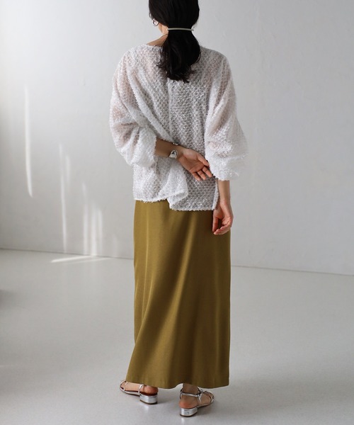 amini(アミニ)の「フリンジジャガードシアーブラウス(シャツ/ブラウス・レディース・ブラック/ホワイト・MEDIUM)」の10枚目の写真