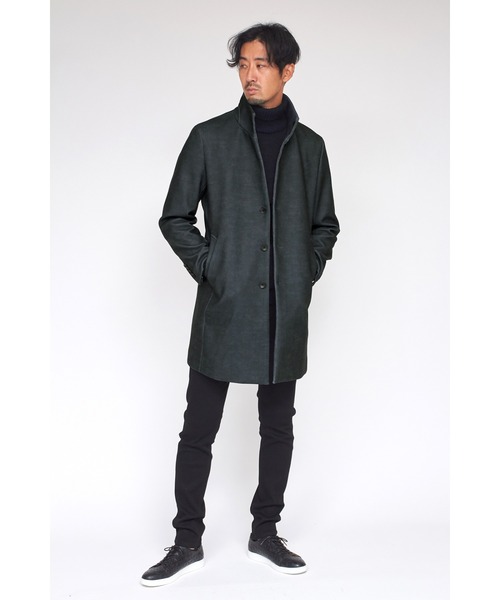 HIGH STREET（ハイストリート）の「HIGH STREET∴LANATECメルトンメランジプリントスタンドコート（ステンカラーコート・メンズ・グレー/ブラック・LL/L/S/M）」の15枚目の写真