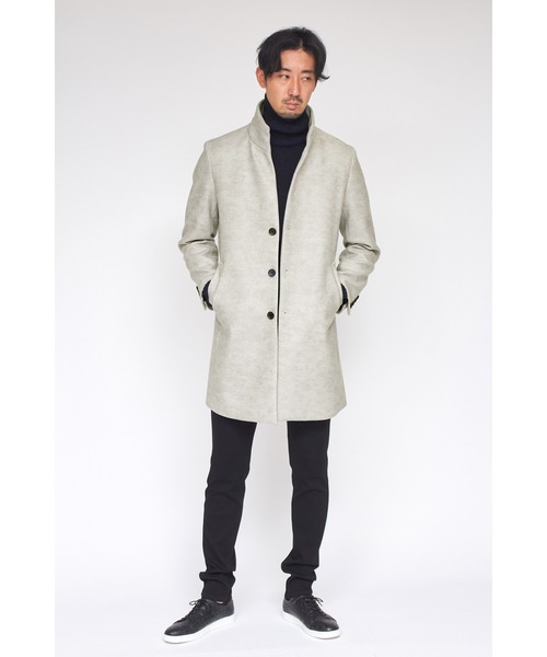 HIGH STREET（ハイストリート）の「HIGH STREET∴LANATECメルトンメランジプリントスタンドコート（ステンカラーコート・メンズ・グレー/ブラック・LL/L/S/M）」の20枚目の写真