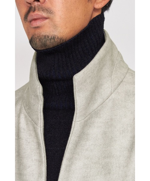 HIGH STREET（ハイストリート）の「HIGH STREET∴LANATECメルトンメランジプリントスタンドコート（ステンカラーコート・メンズ・グレー/ブラック・LL/L/S/M）」の22枚目の写真