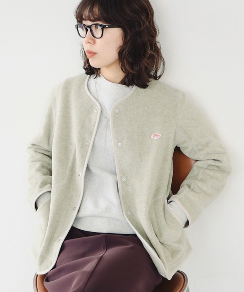 DANTON ノーカラーフリースジャケット DANTON｜ フリース カラーレス ノーカラー ジャケット