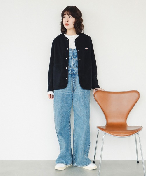 DANTON / ノーカラー フリース ジャケット（ノーカラージャケット