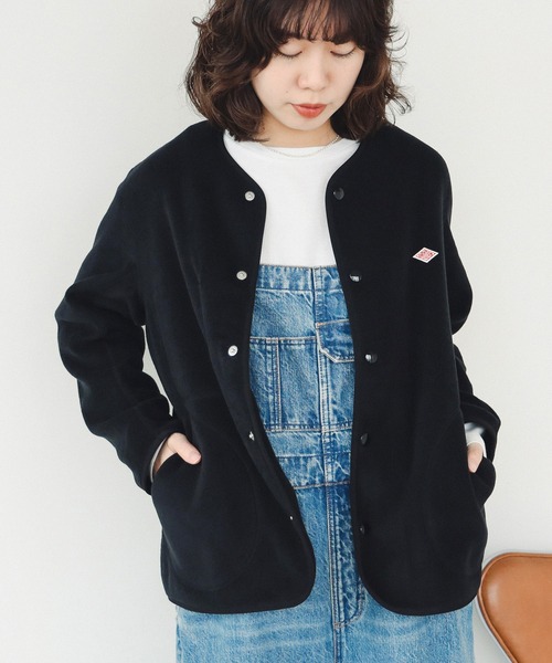 DANTON / ノーカラー フリース ジャケット（ノーカラージャケット