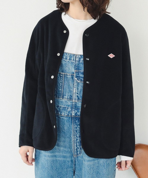 DANTON / ノーカラー フリース ジャケット（ノーカラージャケット