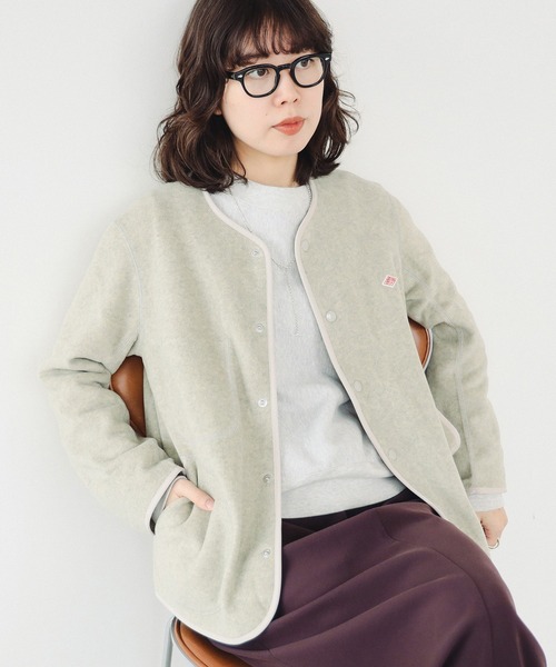 DANTON / ノーカラー フリース ジャケット（ノーカラージャケット