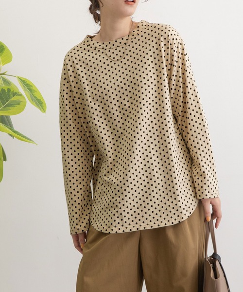 POU DOU DOU（プードゥドゥ）の「クラシックパターンロンTee（Tシャツ/カットソー・レディース・ライトブルー/レンガ/ブラック/キナリ・3）」の2枚目の写真