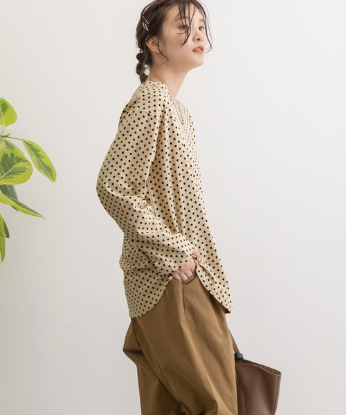 POU DOU DOU（プードゥドゥ）の「クラシックパターンロンTee（Tシャツ/カットソー・レディース・ライトブルー/レンガ/ブラック/キナリ・3）」の8枚目の写真