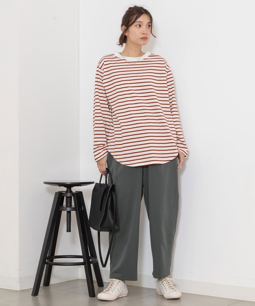 POU DOU DOU（プードゥドゥ）の「クラシックパターンロンTee（Tシャツ/カットソー・レディース・ライトブルー/レンガ/ブラック/キナリ・3）」の14枚目の写真