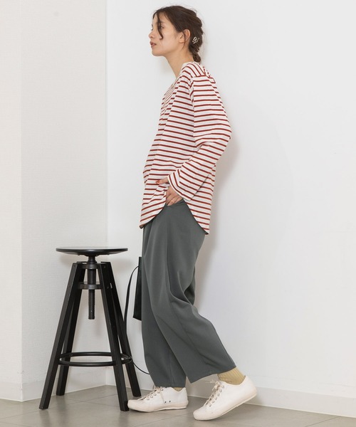 POU DOU DOU（プードゥドゥ）の「クラシックパターンロンTee（Tシャツ/カットソー・レディース・ライトブルー/レンガ/ブラック/キナリ・3）」の15枚目の写真