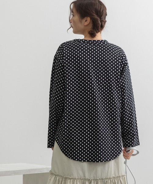 POU DOU DOU（プードゥドゥ）の「クラシックパターンロンTee（Tシャツ/カットソー・レディース・ライトブルー/レンガ/ブラック/キナリ・3）」の18枚目の写真