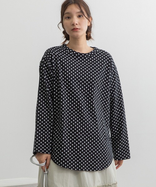 POU DOU DOU（プードゥドゥ）の「クラシックパターンロンTee（Tシャツ/カットソー・レディース・ライトブルー/レンガ/ブラック/キナリ・3）」の20枚目の写真