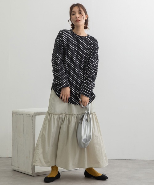 POU DOU DOU（プードゥドゥ）の「クラシックパターンロンTee（Tシャツ/カットソー・レディース・ライトブルー/レンガ/ブラック/キナリ・3）」の22枚目の写真