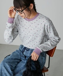 【forksy.】小花柄リンガーワッフルロンT