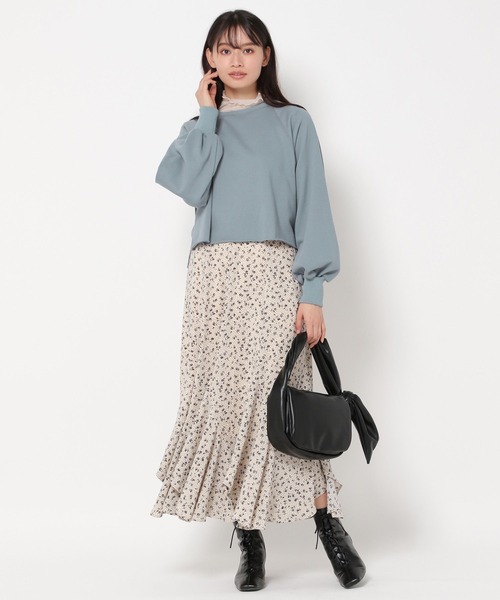 mysty woman（ミスティウーマン）の「シアーラメハイネックインナー　977533（Tシャツ/カットソー・レディース・アイボリー/チャコールグレー/ブラウン/オレンジ/ブルー系その他・FREE）」の6枚目の写真