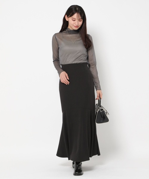 mysty woman（ミスティウーマン）の「シアーラメハイネックインナー　977533（Tシャツ/カットソー・レディース・アイボリー/チャコールグレー/ブラウン/オレンジ/ブルー系その他・FREE）」の7枚目の写真