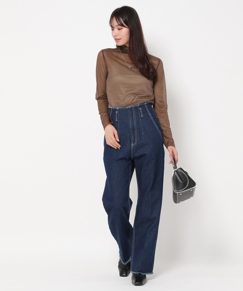 mysty woman（ミスティウーマン）の「シアーラメハイネックインナー　977533（Tシャツ/カットソー・レディース・アイボリー/チャコールグレー/ブラウン/オレンジ/ブルー系その他・FREE）」の11枚目の写真